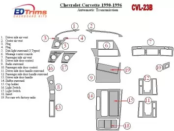 Chevrolet Corvette 1990-1996 Automatic Gear BD innenausstattung armaturendekor cockpit dekor