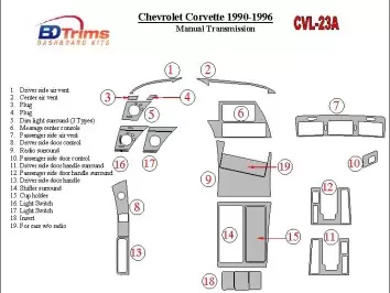 Chevrolet Corvette 1990-1996 Manual Gear Box BD innenausstattung armaturendekor cockpit dekor