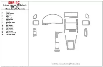 Subaru Impreza RS 1997-UP 2 Doors, Automatic Gearbox, Grundset, 16 Parts set BD innenausstattung armaturendekor cockpit dekor - 