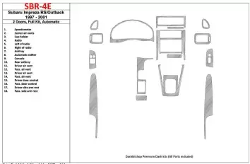 Subaru Impreza RS 1997-UP 2 Doors, Automatic Gearbox, Voll Satz, 18 Parts set BD innenausstattung armaturendekor cockpit dekor -