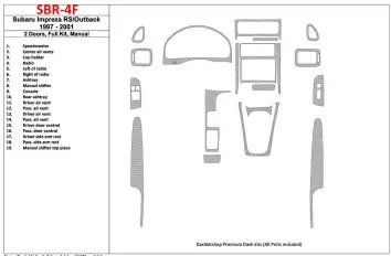 Subaru Impreza RS 1997-UP 2 Doors, Manual Gearbox, Voll Satz, 19 Parts set BD innenausstattung armaturendekor cockpit dekor