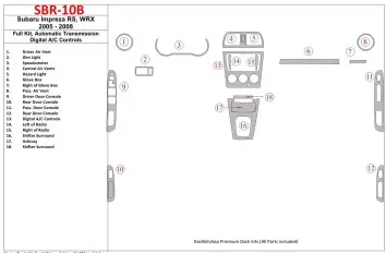 Subaru Impreza WRX 2005-2008 Voll Satz, Automatic Gear, Automatic AC Control BD innenausstattung armaturendekor cockpit dekor