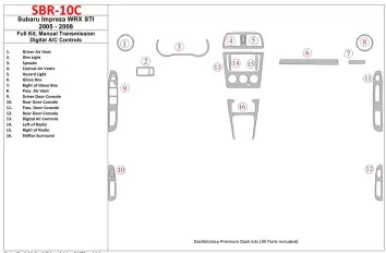 Subaru Impreza WRX 2005-2008 Voll Satz, Manual Gear Box, Automatic AC Control BD innenausstattung armaturendekor cockpit dekor -