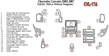 Chevrolet Corvette 2005-UP Voll Satz, Without NAVI system BD innenausstattung armaturendekor cockpit dekor - 1- Cockpit Dekor In