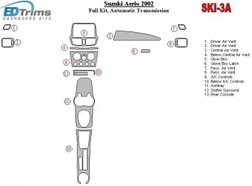 Suzuki Aerio 2002-2002 Voll Satz, Automatic Gear BD innenausstattung armaturendekor cockpit dekor