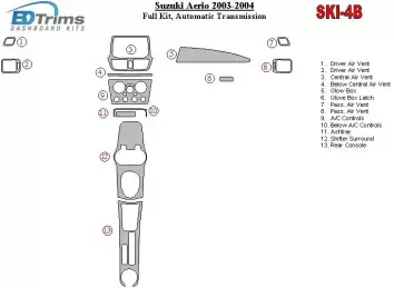Suzuki Aerio 2003-2004 Voll Satz, Automatic Gear BD innenausstattung armaturendekor cockpit dekor