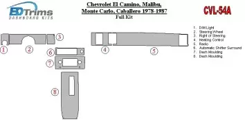 Chevrolet El Camino, Malibu, Monte Carlo, Caballero 1978-1987 Voll Satz BD innenausstattung armaturendekor cockpit dekor