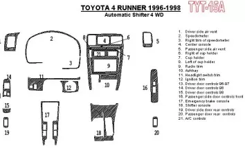 Toyota 4 Runner 1996-1998 Automatic Gearbox, 4WD, 21 Parts set BD innenausstattung armaturendekor cockpit dekor - 1- Cockpit Dek
