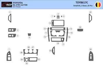 Toyota 86 2017-2021 Mittelkonsole Armaturendekor Cockpit Dekor 25 -Teile