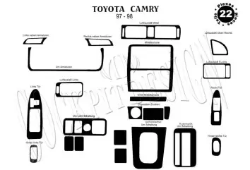 Toyota Camry 12.97 - 12.99 Mittelkonsole Armaturendekor Cockpit Dekor 24 -Teile