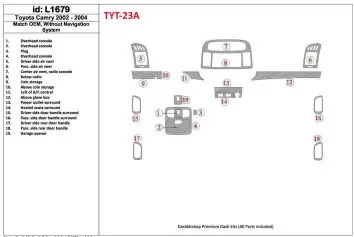 Toyota Camry 2002-2004 Grundset, Without NAVI system, Without OEM BD innenausstattung armaturendekor cockpit dekor