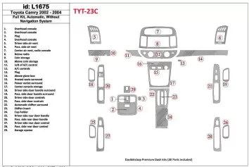 Toyota Camry 2002-2004 Voll Satz, Automatic Gear, Without NAVI system, Without OEM BD innenausstattung armaturendekor cockpit de