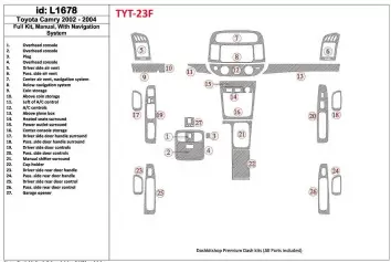 Toyota Camry 2002-2004 Voll Satz, Manual Gear Box, With NAVI system, Without OEM BD innenausstattung armaturendekor cockpit deko