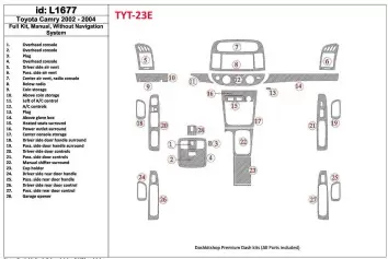 Toyota Camry 2002-2004 Voll Satz, Manual Gear Box, Without NAVI system, Without OEM BD innenausstattung armaturendekor cockpit d