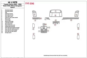 Toyota Camry 2002-2004 OEM Compliance, Without NAVI system BD innenausstattung armaturendekor cockpit dekor