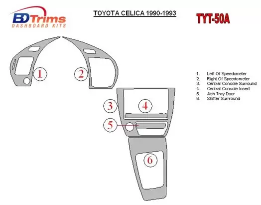 Toyota Celica 1990-1993 Voll Satz BD innenausstattung armaturendekor cockpit dekor - 1- Cockpit Dekor Innenraum Toyota Celica 1990-1993 Voll Satz BD innenausstattung armaturendekor cockpit dekor - 1- Cockpit Dekor Innenraum