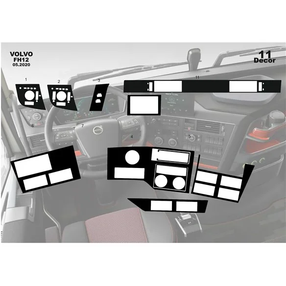 Volvo FH Version 5 ab 2020 3D Armaturenbrett-Dekor-Set, 11 Teile