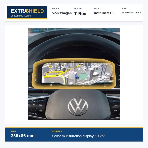 Volkswagen T-Roc Instrument Cluster ExtraShield Screen Protector