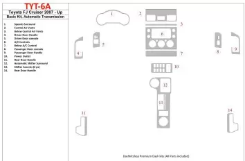 Toyota FJ Cruiser 2007-UP Grundset, Automatic Gear BD innenausstattung armaturendekor cockpit dekor