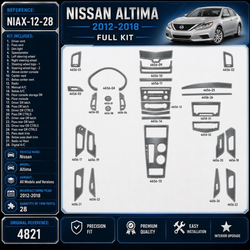 Nissan Altima 2012-2018 3D Cockpit Dekor Interieurleisten Set 28-teilig