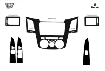Toyota Hilux MK7 2004–2015 Mittelkonsole Armaturendekor Cockpit Dekor 8 -Teile