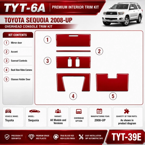 Toyota Sequoia 2008-heute 3D Cockpit Dekor Interieurleisten Set As shown in product diagram-teilig