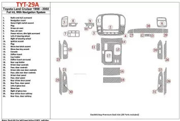 Toyota Land Cruiser 1998-2002 With NAVI, 31 Parts set BD innenausstattung armaturendekor cockpit dekor