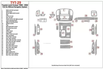 Toyota Land Cruiser 1998-2002 Without NAVI system, 31 Parts set BD innenausstattung armaturendekor cockpit dekor