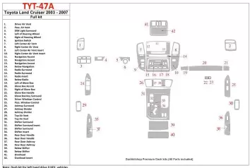Toyota Land Cruiser 200 2008-UP Voll Satz BD innenausstattung armaturendekor cockpit dekor