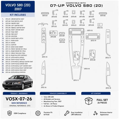 Volvo S80 2007 3D Cockpit Dekor Interieurleisten Set 26-teilig
