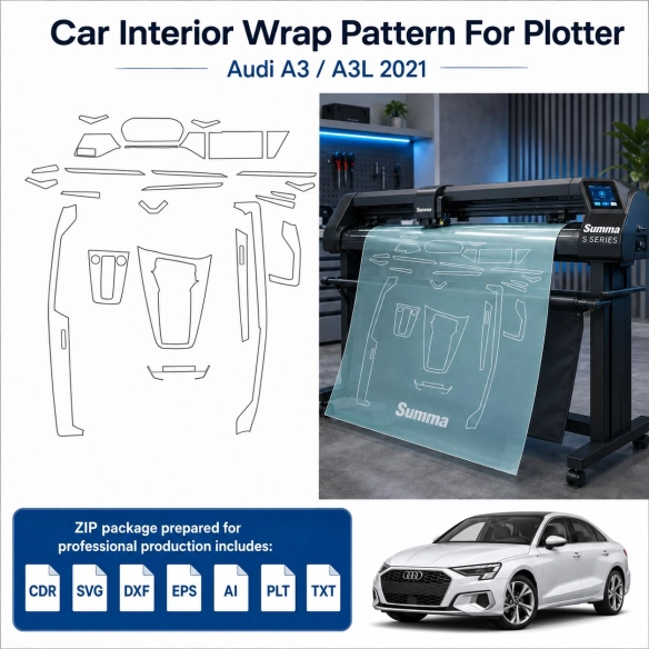 Audi A3 2021 Innenraum PPF- & Folien-Schneidevorlage