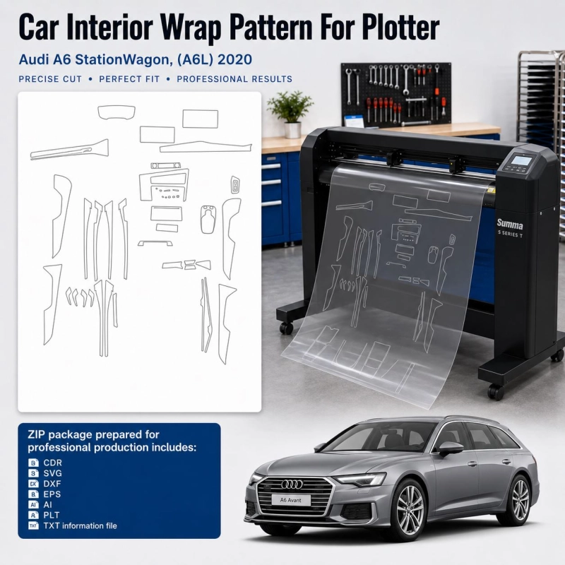 Audi A6 Stationwagon A6l 2020 Innenraum PPF- & Folien-Schneidevorlage