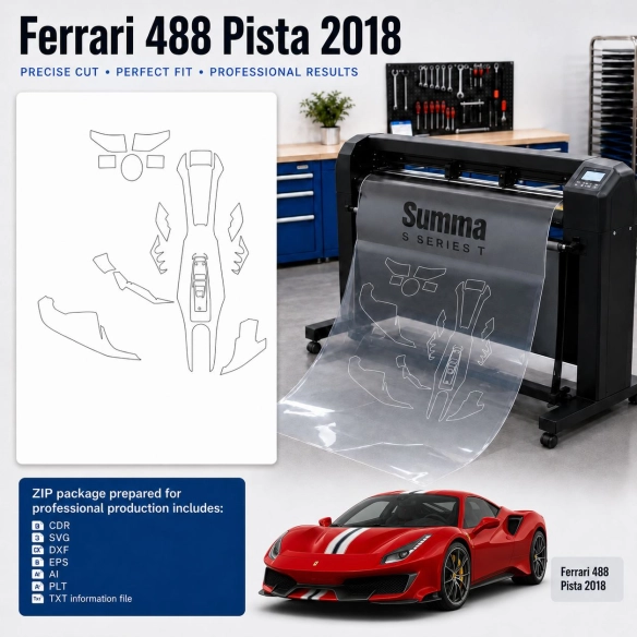 Ferrari 488 Pista 2018 Innenraum PPF- & Folien-Schneidevorlage