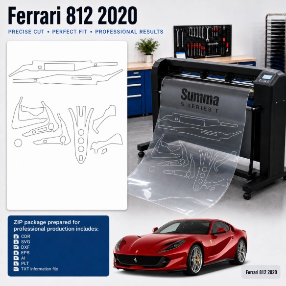 Ferrari 812 2020 Innenraum PPF- & Folien-Schneidevorlage