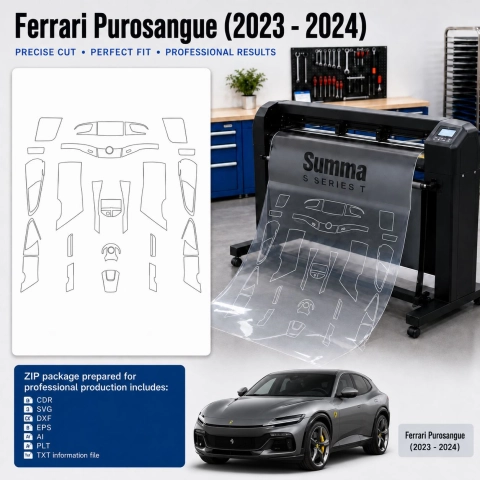 Ferrari Purosangue 2023 2024 Innenraum PPF- & Folien-Schneidevorlage