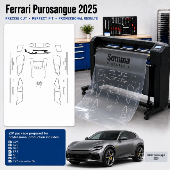Ferrari Purosangue 2025 Innenraum PPF- & Folien-Schneidevorlage