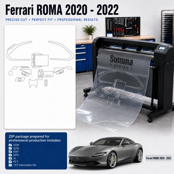 Ferrari Roma 2020 2022 Innenraum PPF- & Folien-Schneidevorlage