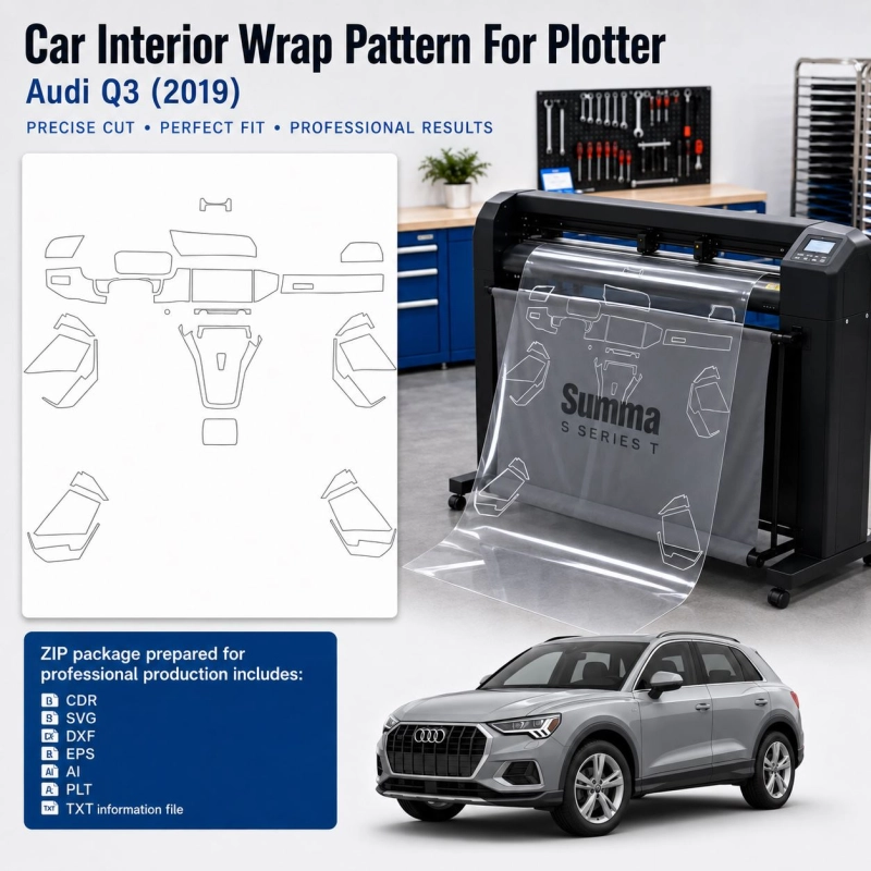 Audi Q3 2019 2023 Innenraum PPF- & Folien-Schneidevorlage