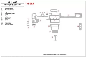 Toyota RAV-4 1998-2000 4 Doors, 20 Parts set BD innenausstattung armaturendekor cockpit dekor