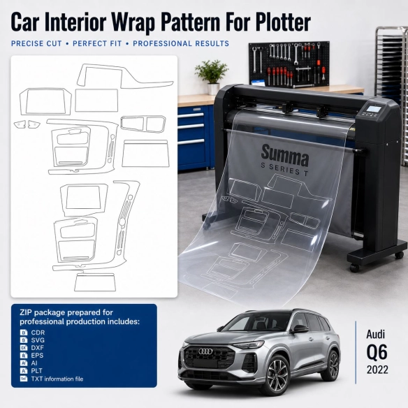 Audi Q6 2022 Innenraum PPF- & Folien-Schneidevorlage