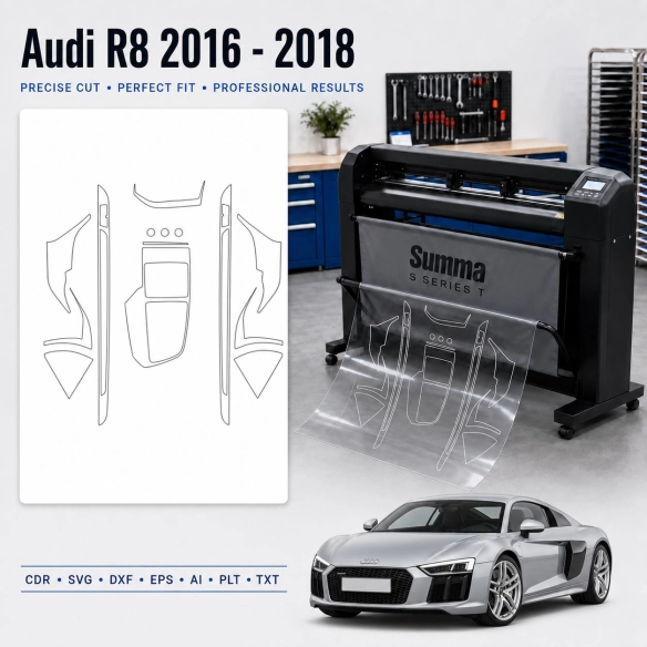 Audi R8 2016 2018 Innenraum PPF- & Folien-Schneidevorlage