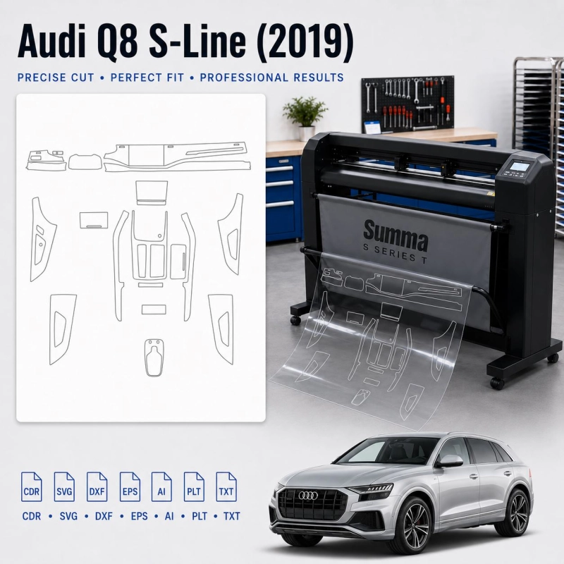 Audi Q8 S Line 2019 Innenraum PPF- & Folien-Schneidevorlage