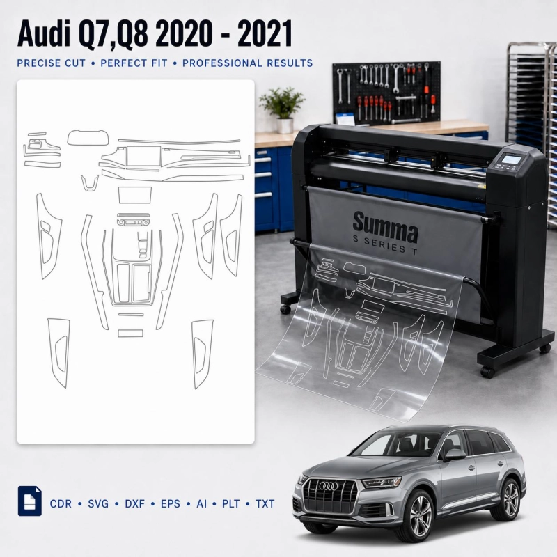 Audi Q7q8 2020 2021 Innenraum PPF- & Folien-Schneidevorlage
