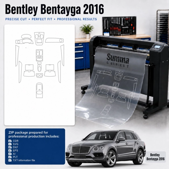 Bentley Bentayga 2016 Innenraum PPF- & Folien-Schneidevorlage
