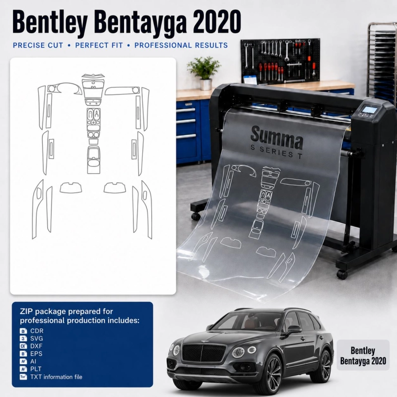 Bentley Bentayga 2020 Innenraum PPF- & Folien-Schneidevorlage