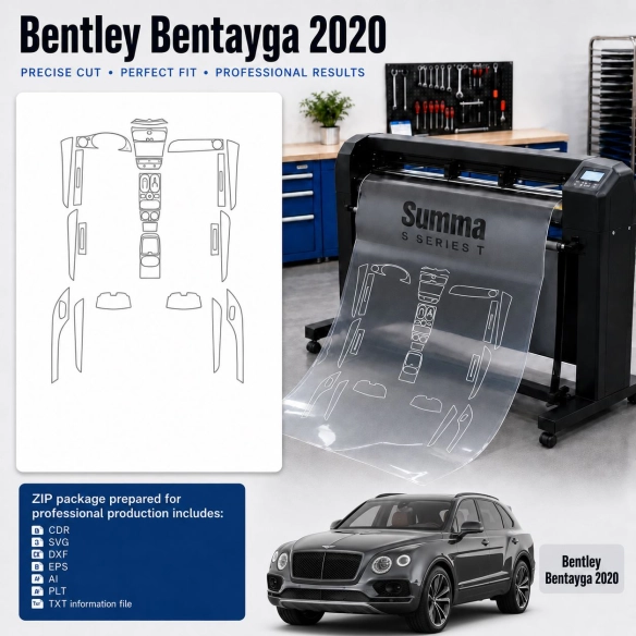 Bentley Bentayga 2020 Innenraum PPF- & Folien-Schneidevorlage