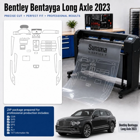 Bentley Bentayga Long Axle 2023 Innenraum PPF- & Folien-Schneidevorlage