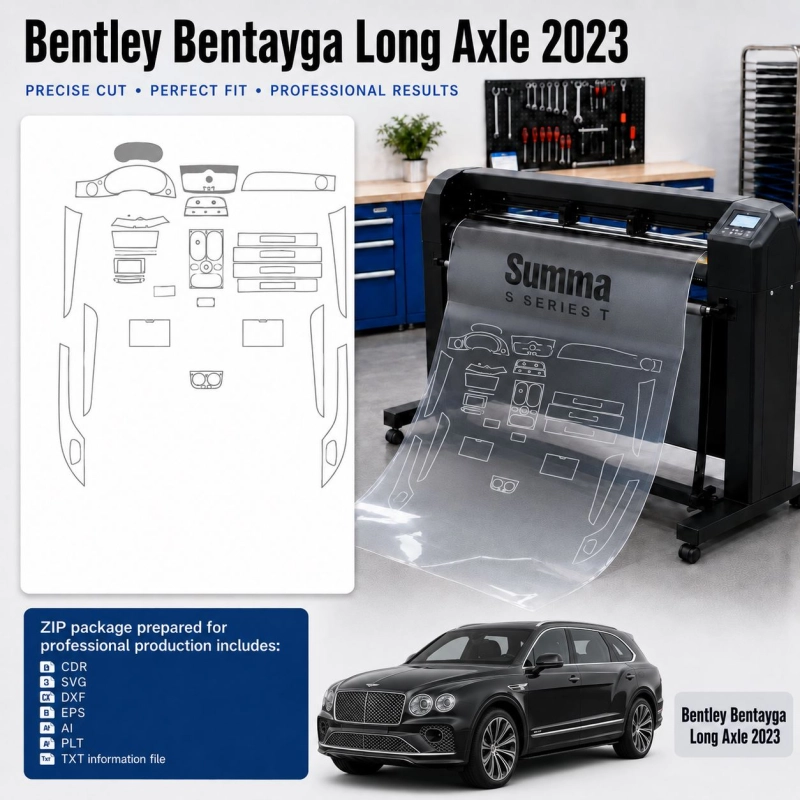 Bentley Bentayga Long Axle 2023 Innenraum PPF- & Folien-Schneidevorlage