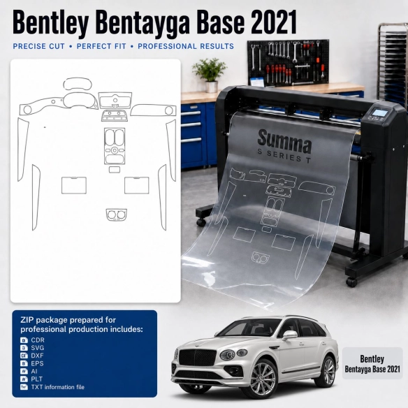 Bentley Benteyga Base 2021 Innenraum PPF- & Folien-Schneidevorlage
