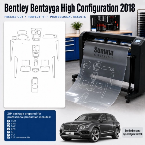 Bentley Benteyga High Configration 2018 Innenraum PPF- & Folien-Schneidevorlage